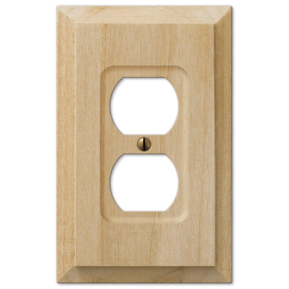 Placa de pared dúplex de madera de aliso sin terminar Baker