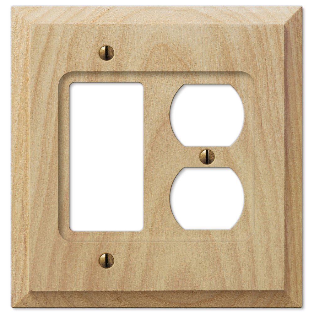 Placa de pared de madera de aliso sin terminar Baker: 1 balancín y 1 dúplex