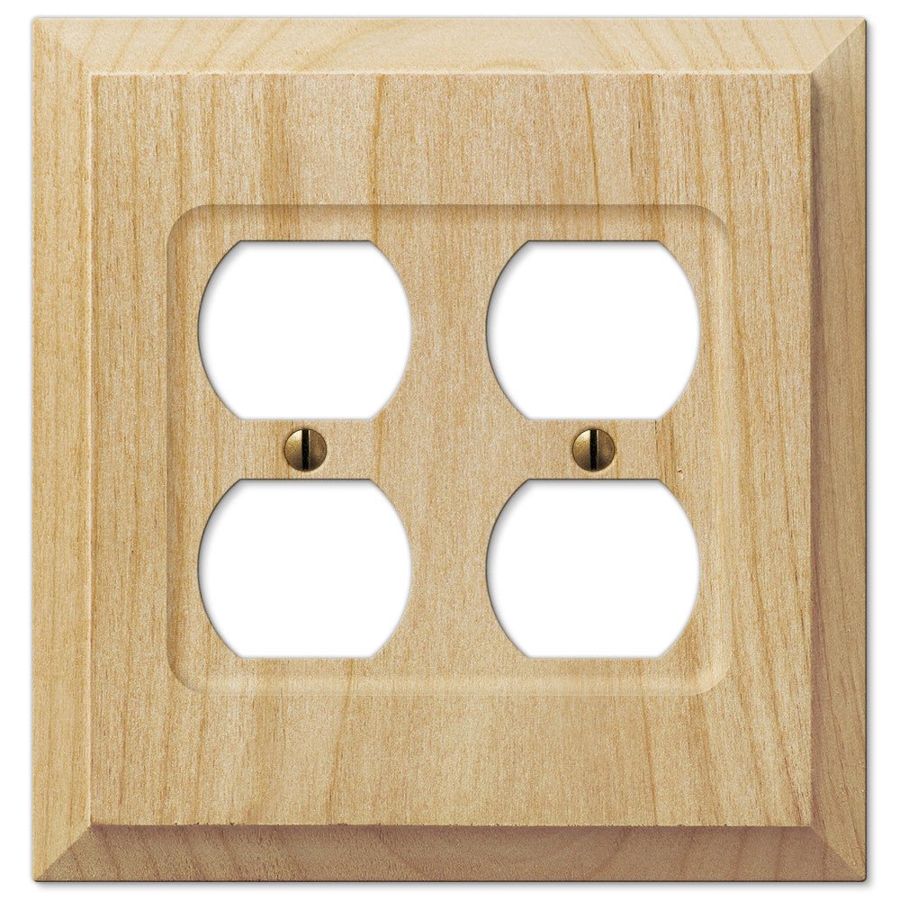 Placa de pared dúplex de madera de aliso sin terminar Baker