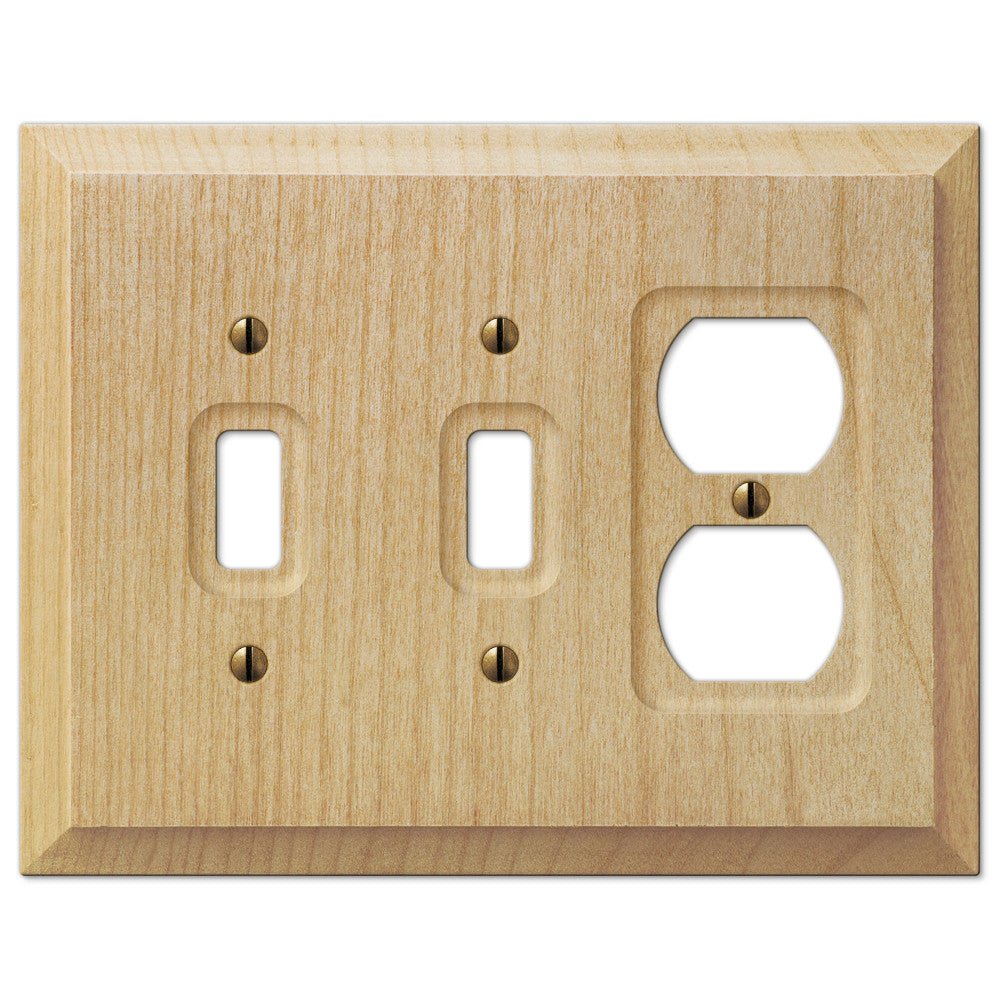 Placa de pared de madera de aliso sin terminar Baker: 2 palancas y 1 dúplex