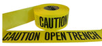 WOD Barricade Flagging Tape ''Caution Open Trench'' 3 inch x 1000 ft. - Hazardous Areas, Safety for Construction Zones BRC
