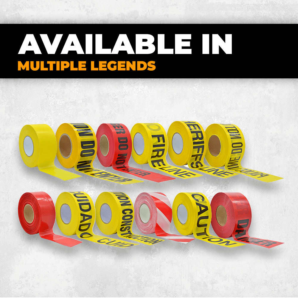 WOD Barricade Flagging Tape ''Cuidado/Caution'' 3 inch x 1000 ft. - Hazardous Areas, Safety for Construction Zones BRC