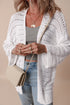 White Pointelle Knit Bracelet Sleeve Open Cardigan