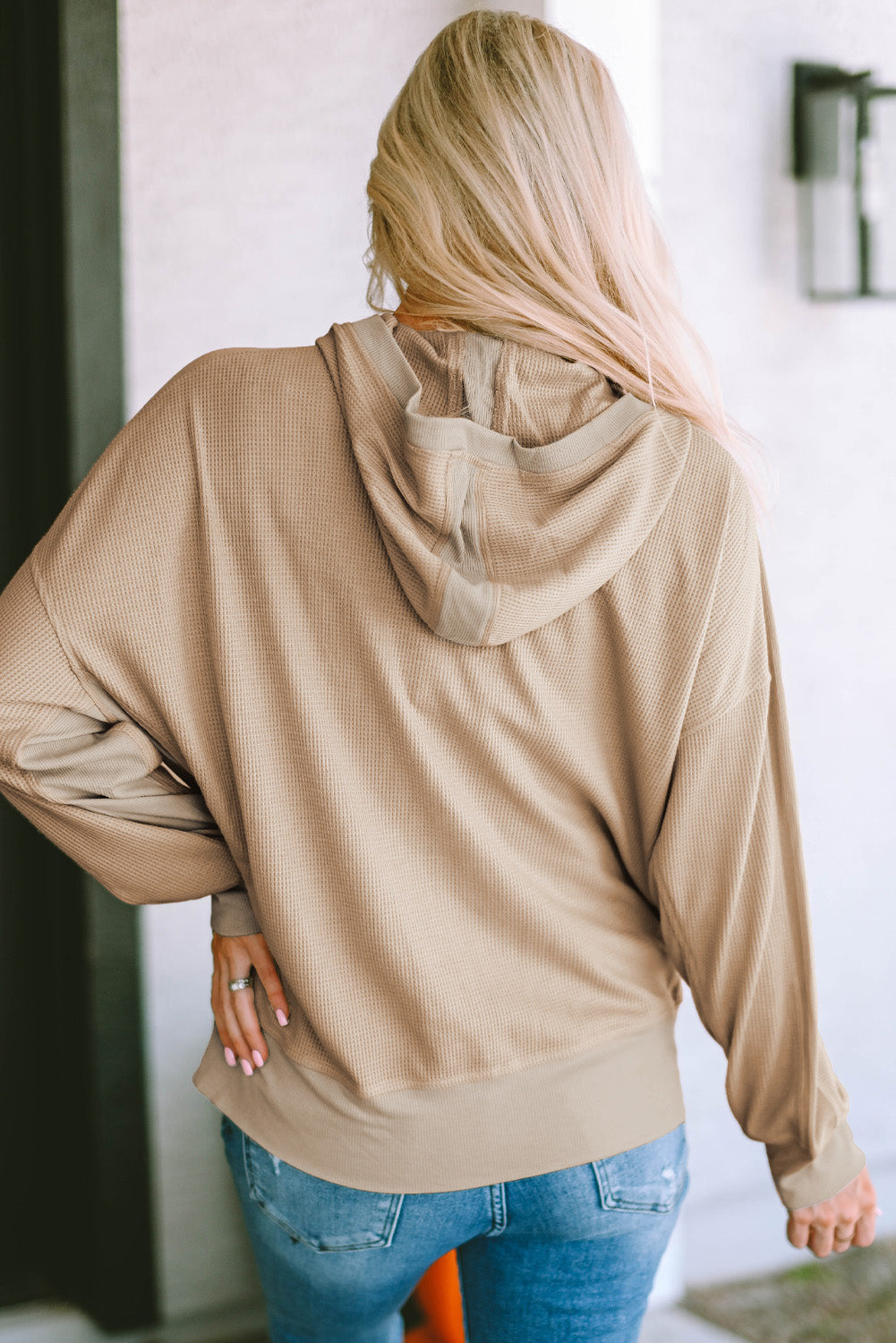 Colorblock Hooded Coat Plus Size