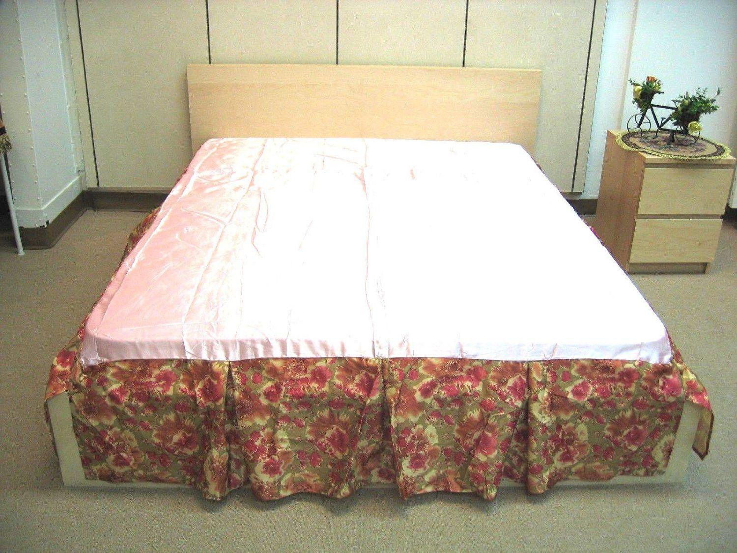 DaDa Bedding Sunrise Hibiscus Floral Dust Ruffle Pleated Satiny Pink Bed Skirt - 14