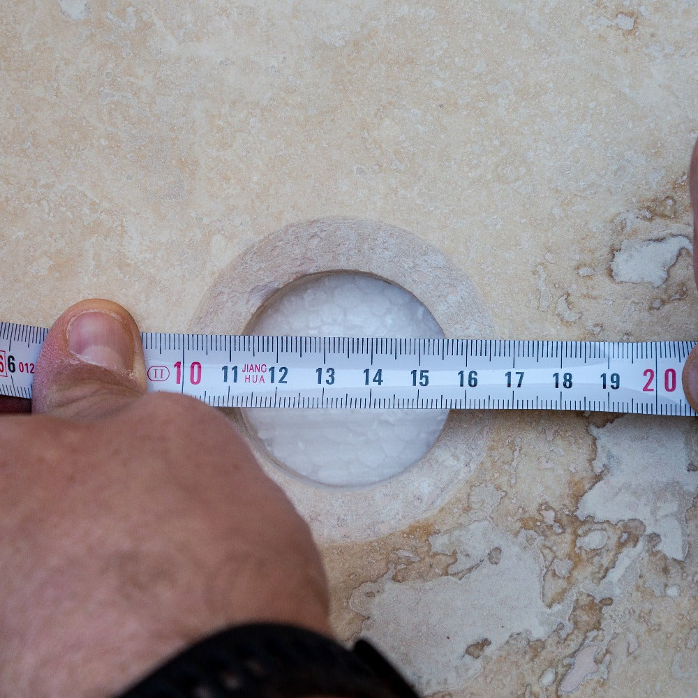 Beige Travertine Natural Stone Vessel Sink Honed and Filled  (D)16