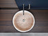 Lavabo de baño de piedra natural color beige travertino toscano pulido sobre tocador (diámetro de 16" y alto de 6")