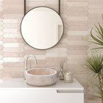 Lavabo de baño de piedra natural color beige travertino toscano pulido sobre tocador (diámetro de 16" y alto de 6")