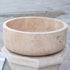 Lavabo de baño de piedra natural color beige travertino toscano pulido sobre tocador (diámetro de 16" y alto de 6")