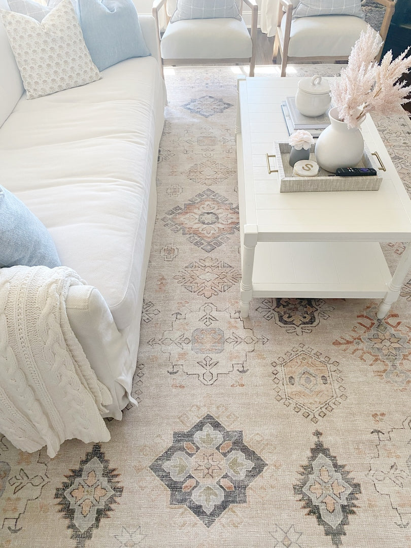Alfombra lavable vintage Beckett beige - Liquidación