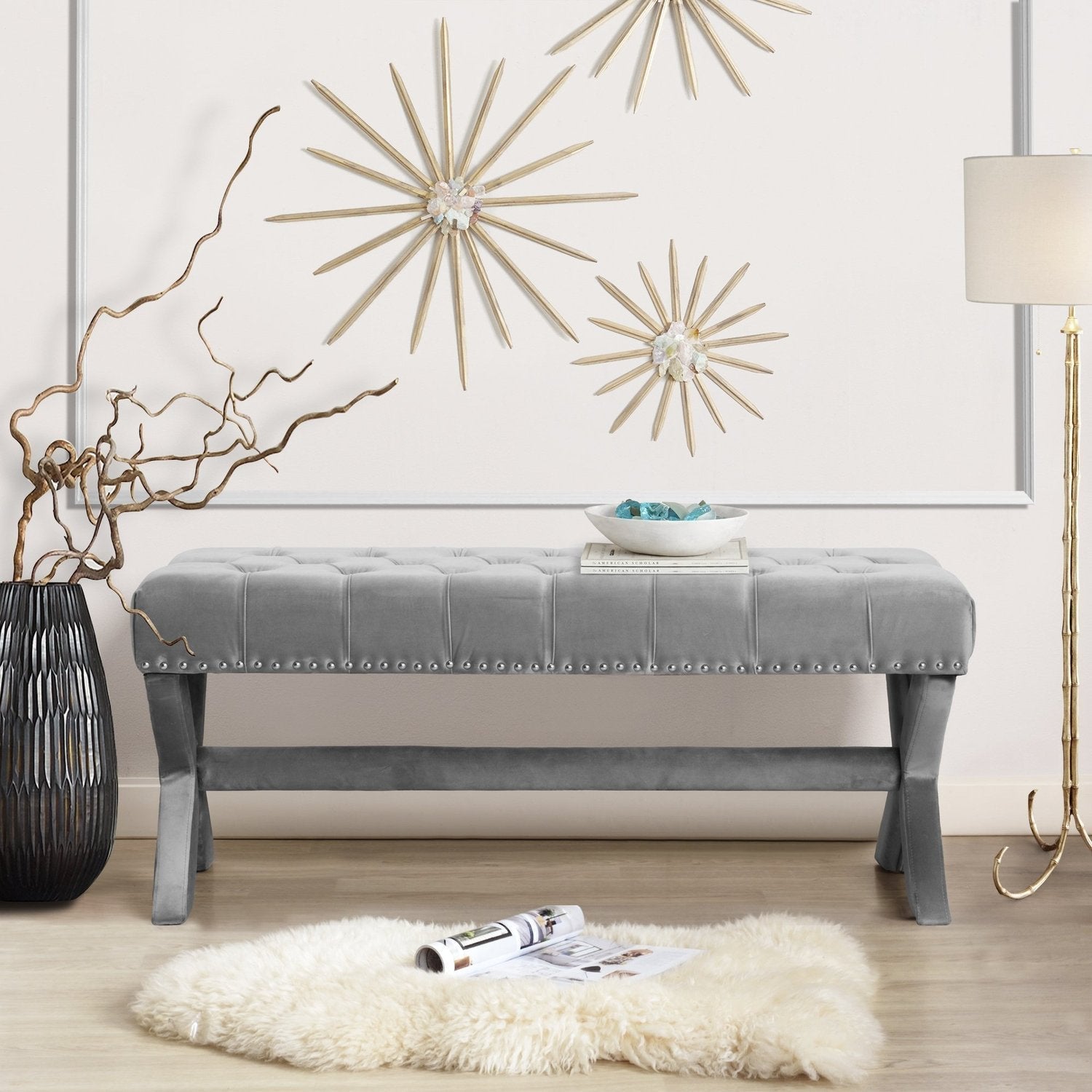 Louis Velvet X-Leg Bench