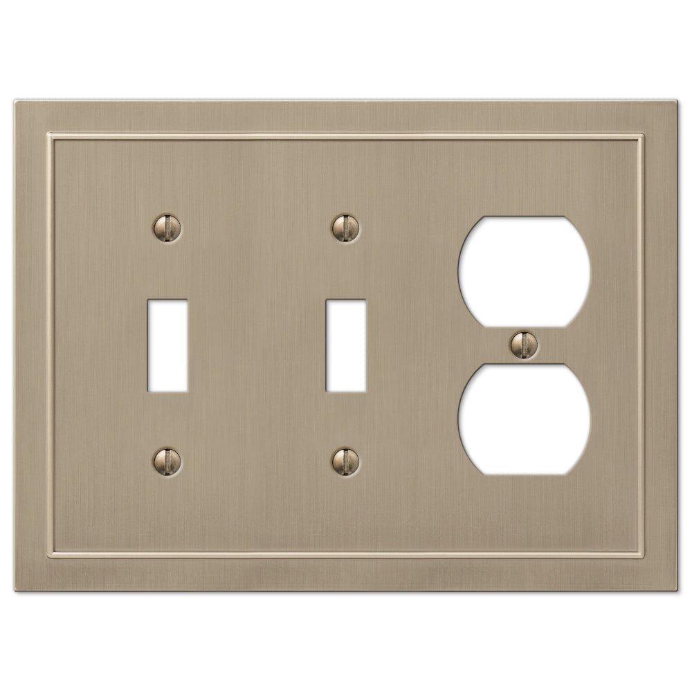 Fundición de bronce cepillado Bethany: 2 palancas/1 placa de pared dúplex