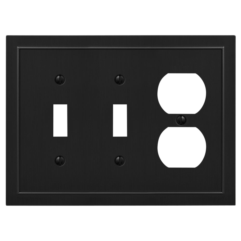 Bethany Matte Black Cast - Placa de pared con 2 interruptores y 1 dúplex