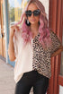 Leopard Print and Solid Color Blouse