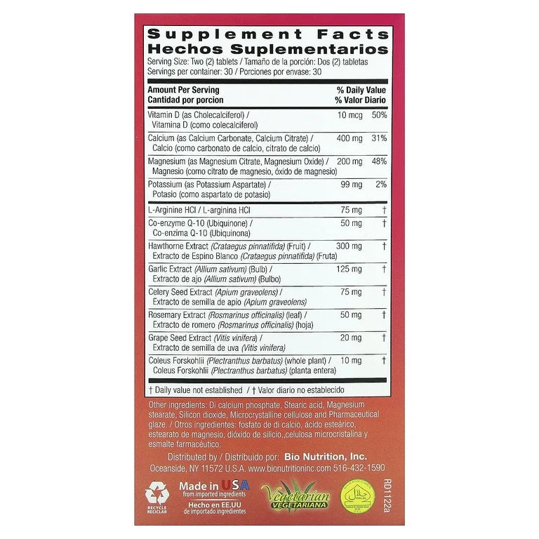 Comprimidos Bio Nutrition para la presión arterial (60 unidades)