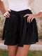 Black Flowy Pleated Shorts with Drawstring Waist