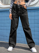 Relaxed Fit Black Cargo Pants