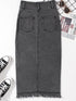 Vintage-Inspired Denim Pencil Skirt with Side Slit