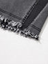 Washed Denim Skirt with Side Slit and Raw Edge