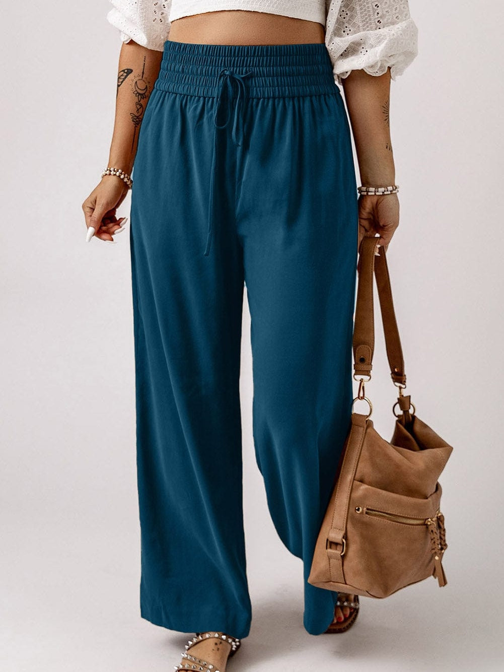 Teal Wide Leg Pants: Casual Style