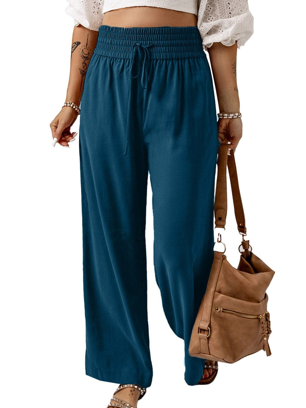Teal Wide Leg Pants: Casual Style