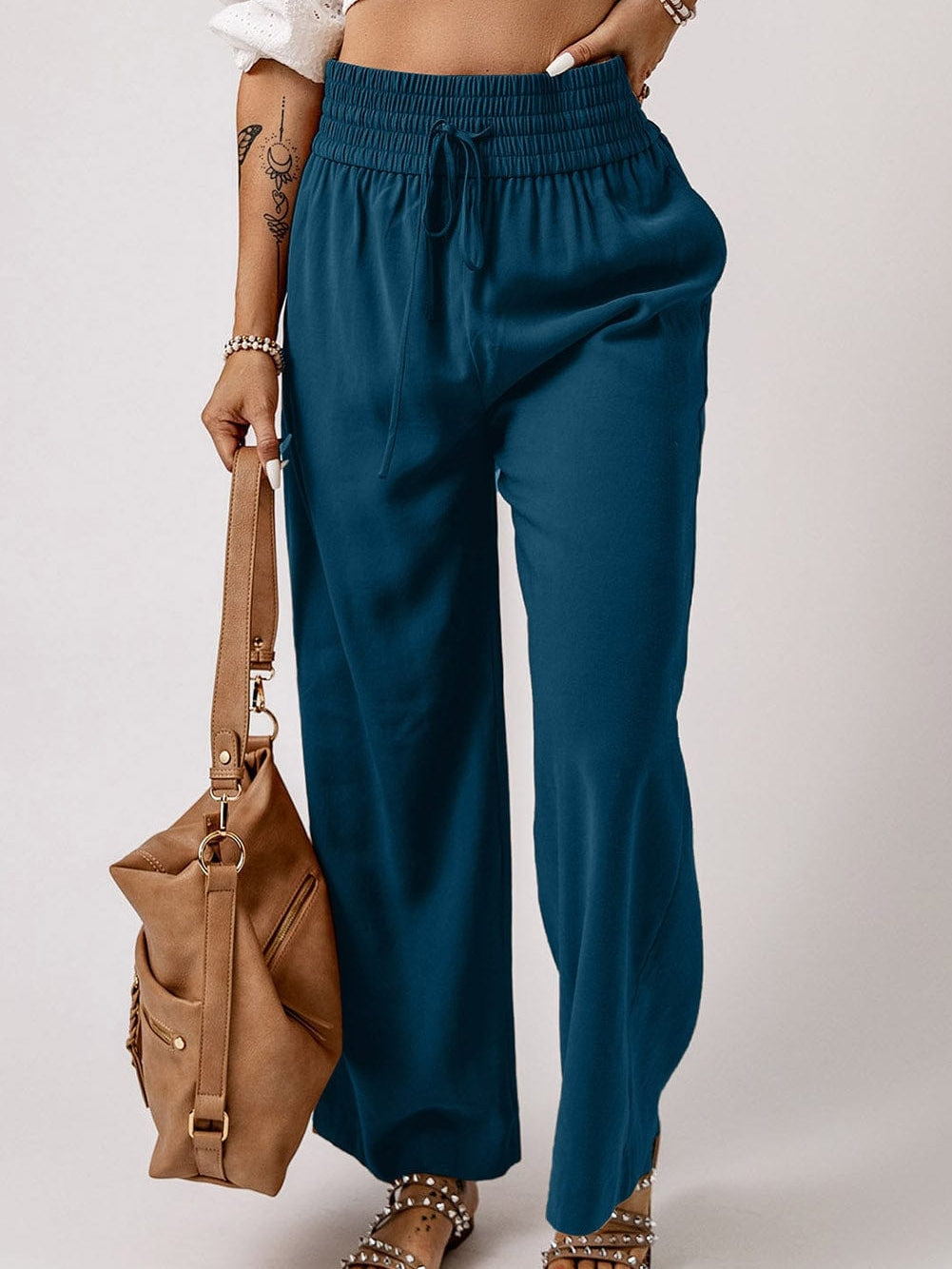 Teal Wide Leg Pants: Casual Style