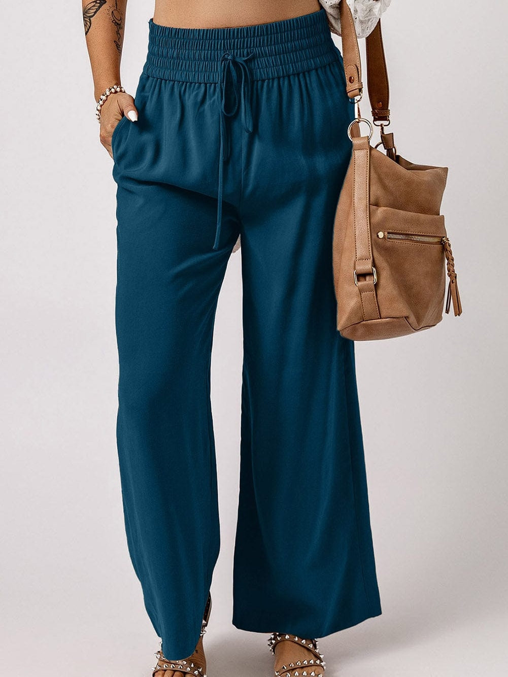Teal Wide Leg Pants: Casual Style