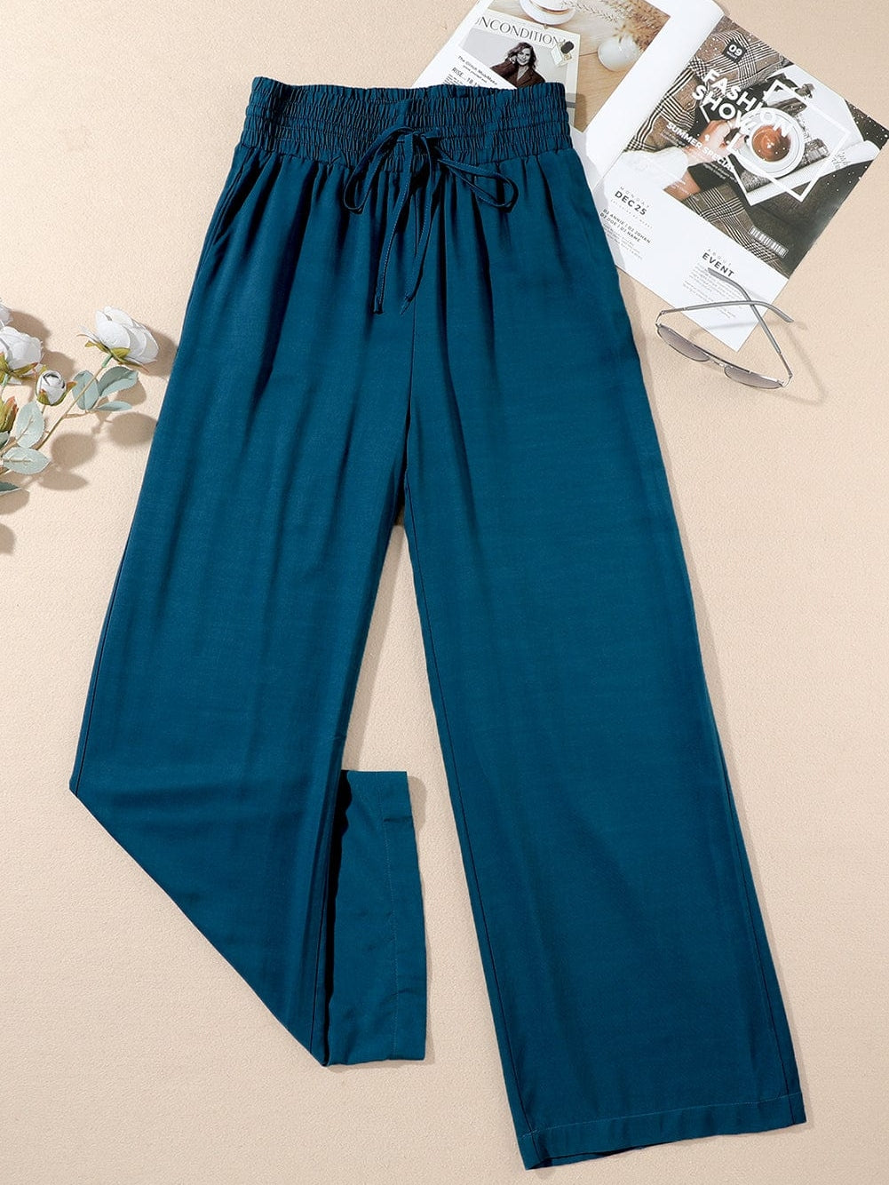 Teal Wide Leg Pants: Casual Style