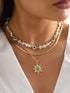 Bohemian Sunburst Turquoise and Pearl Layered Necklace