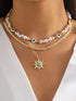 Bohemian Sunburst Turquoise and Pearl Layered Necklace