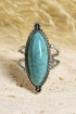 Bohemian Turquoise Rhinestone Ring Collection - Set of 8 Vintage Silver Rings