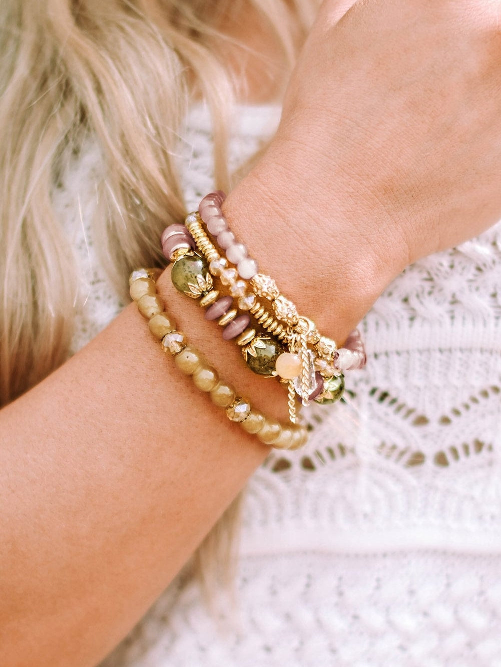 Boho Chic Crystal Beaded Tassel Bracelet with Brown Pendant