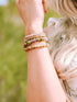 Boho Chic Crystal Beaded Tassel Bracelet with Brown Pendant