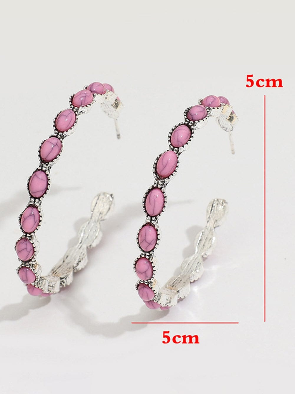 Retro C-shape Earrings with Gemstone Accents