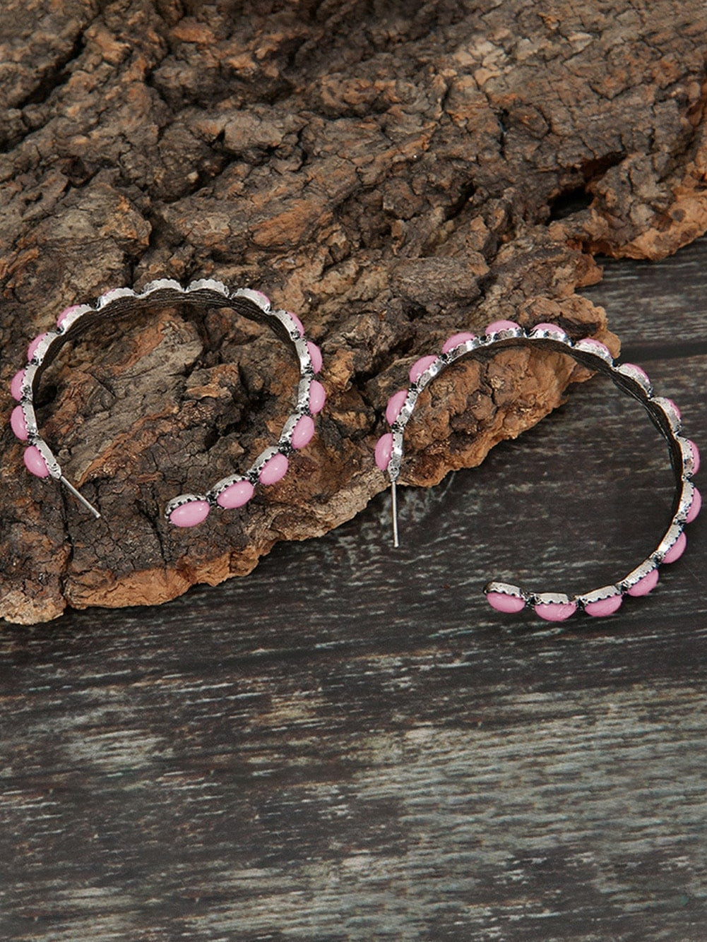 Retro C-shape Earrings with Gemstone Accents