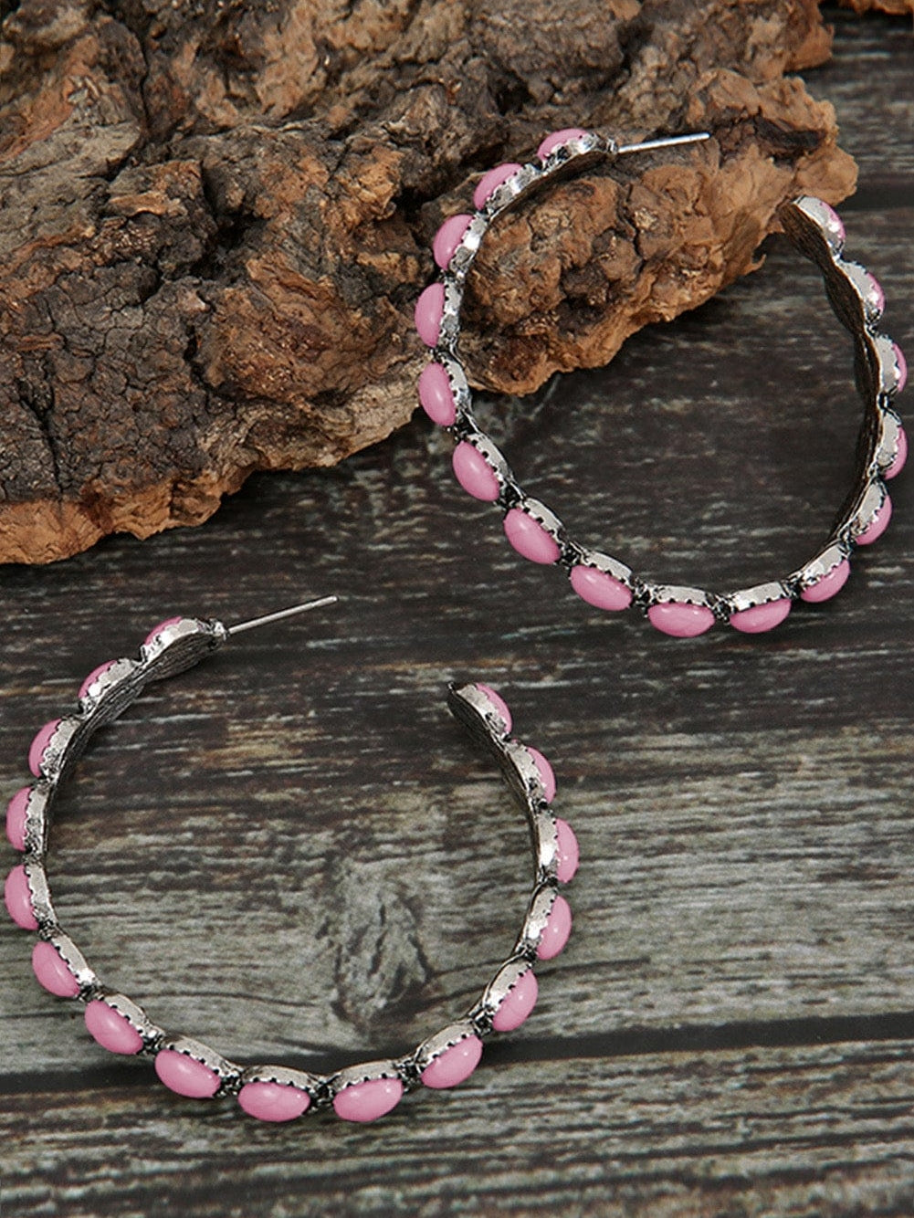 Retro C-shape Earrings with Gemstone Accents