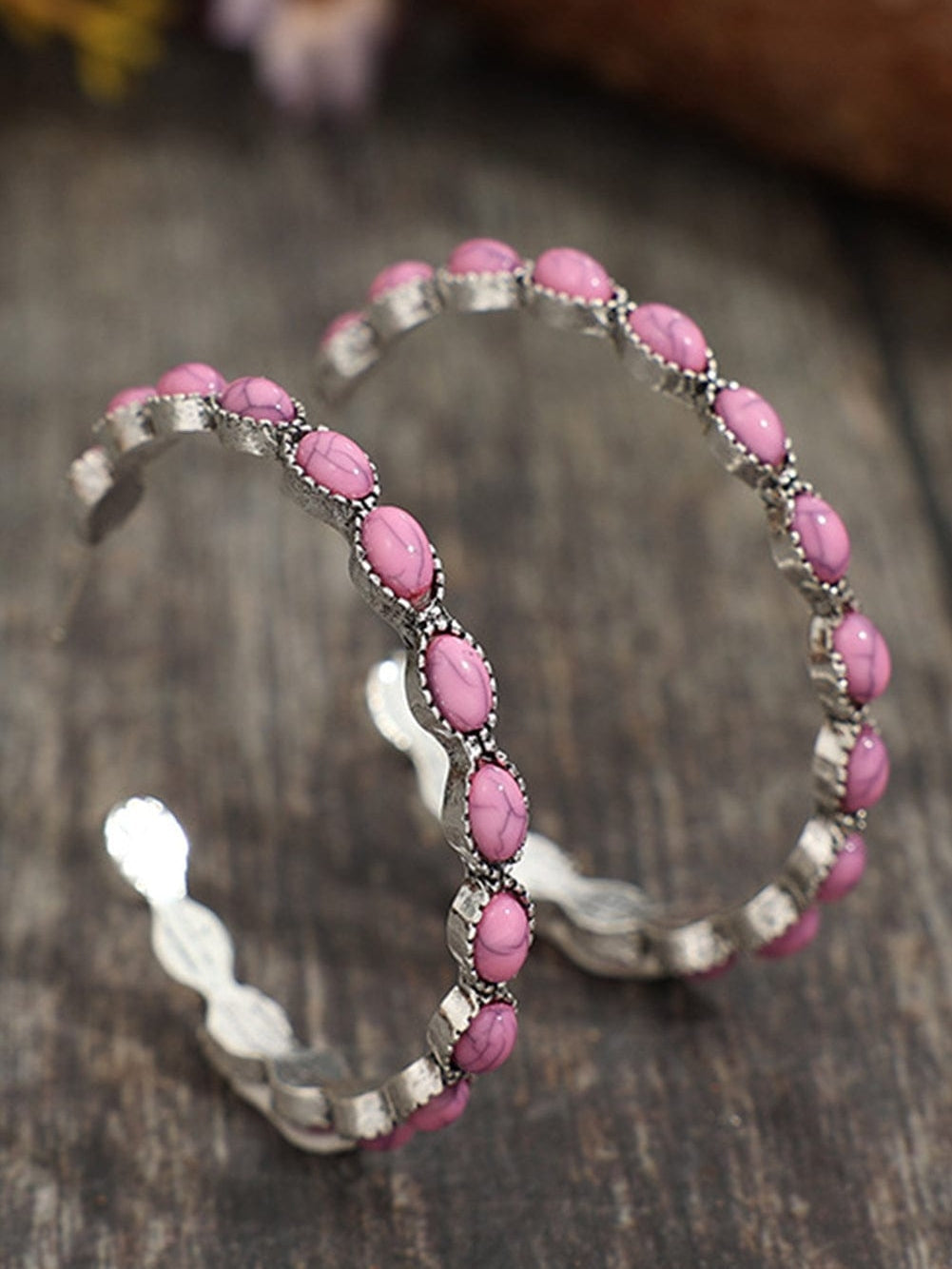Retro C-shape Earrings with Gemstone Accents