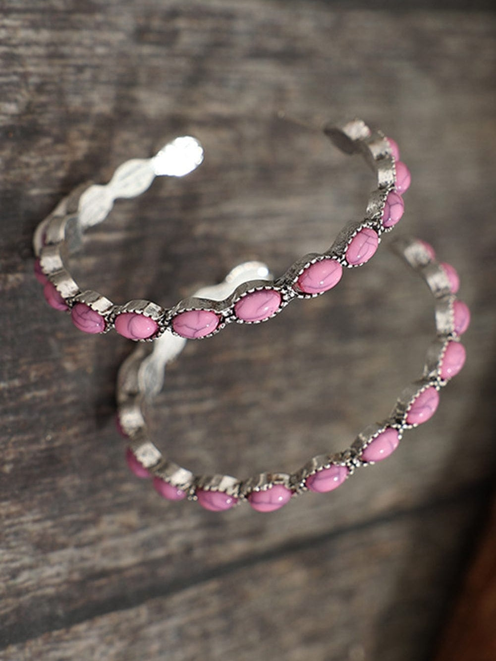 Retro C-shape Earrings with Gemstone Accents