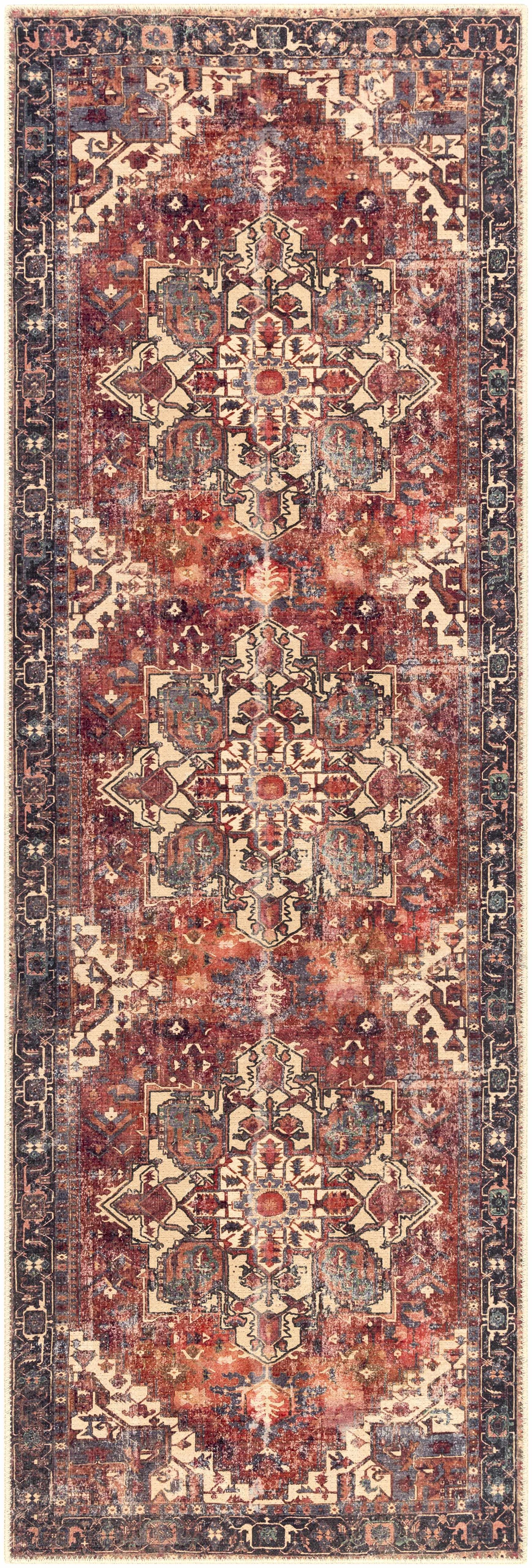 Alfombra lavable de pelo plano vintage Bondville