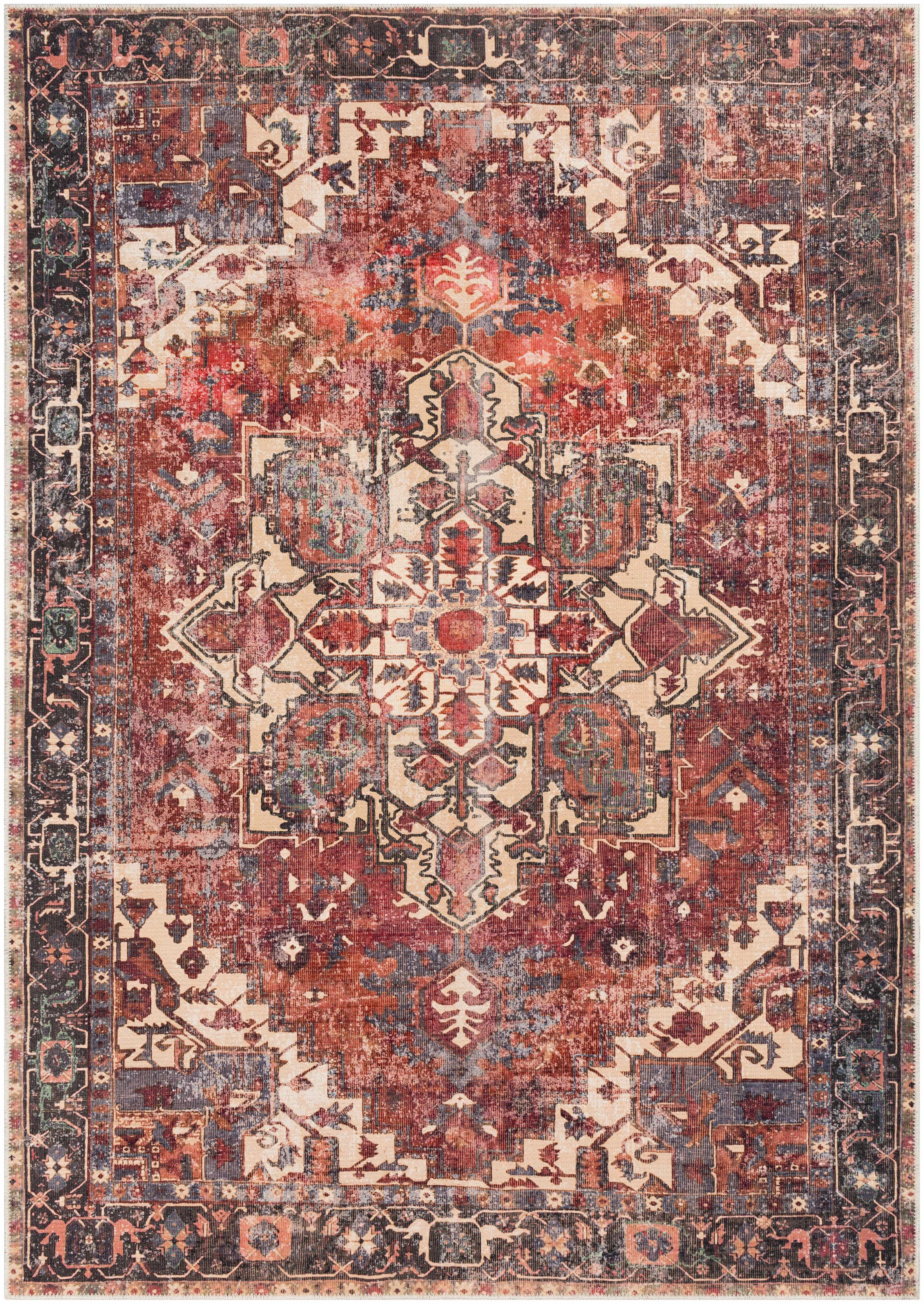 Alfombra lavable de pelo plano vintage Bondville