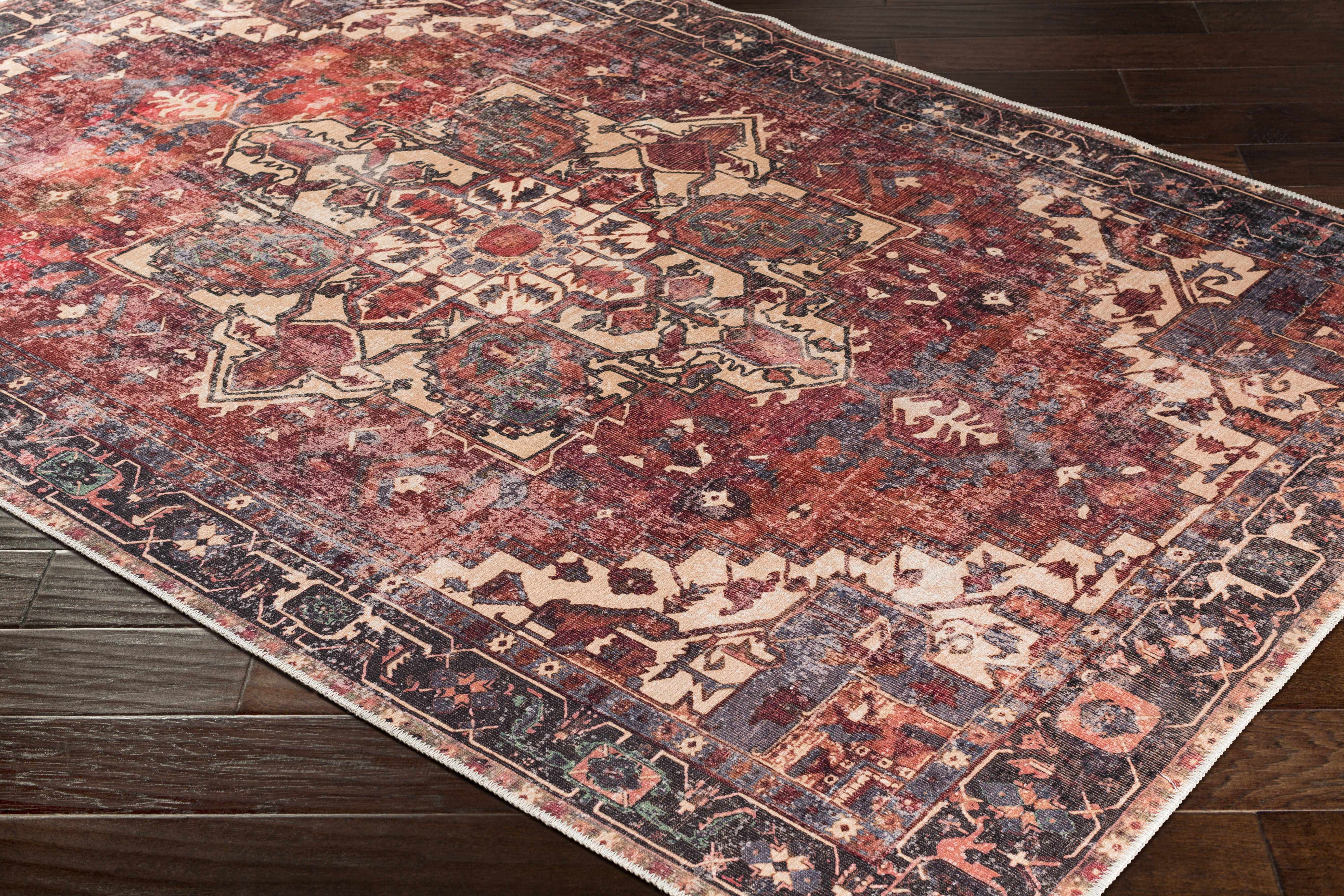 Alfombra lavable de pelo plano vintage Bondville