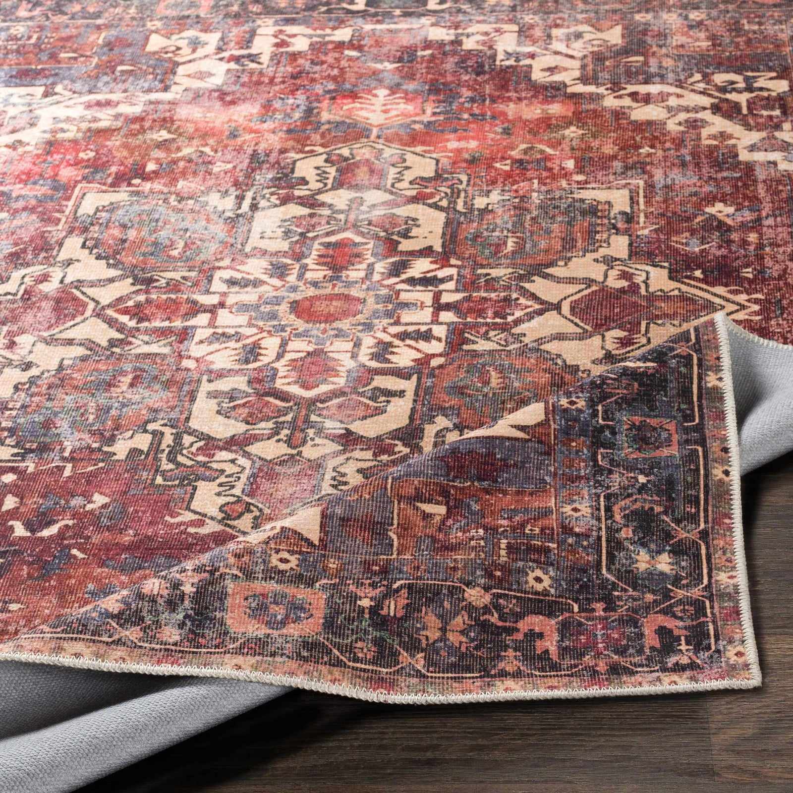 Alfombra lavable de pelo plano vintage Bondville