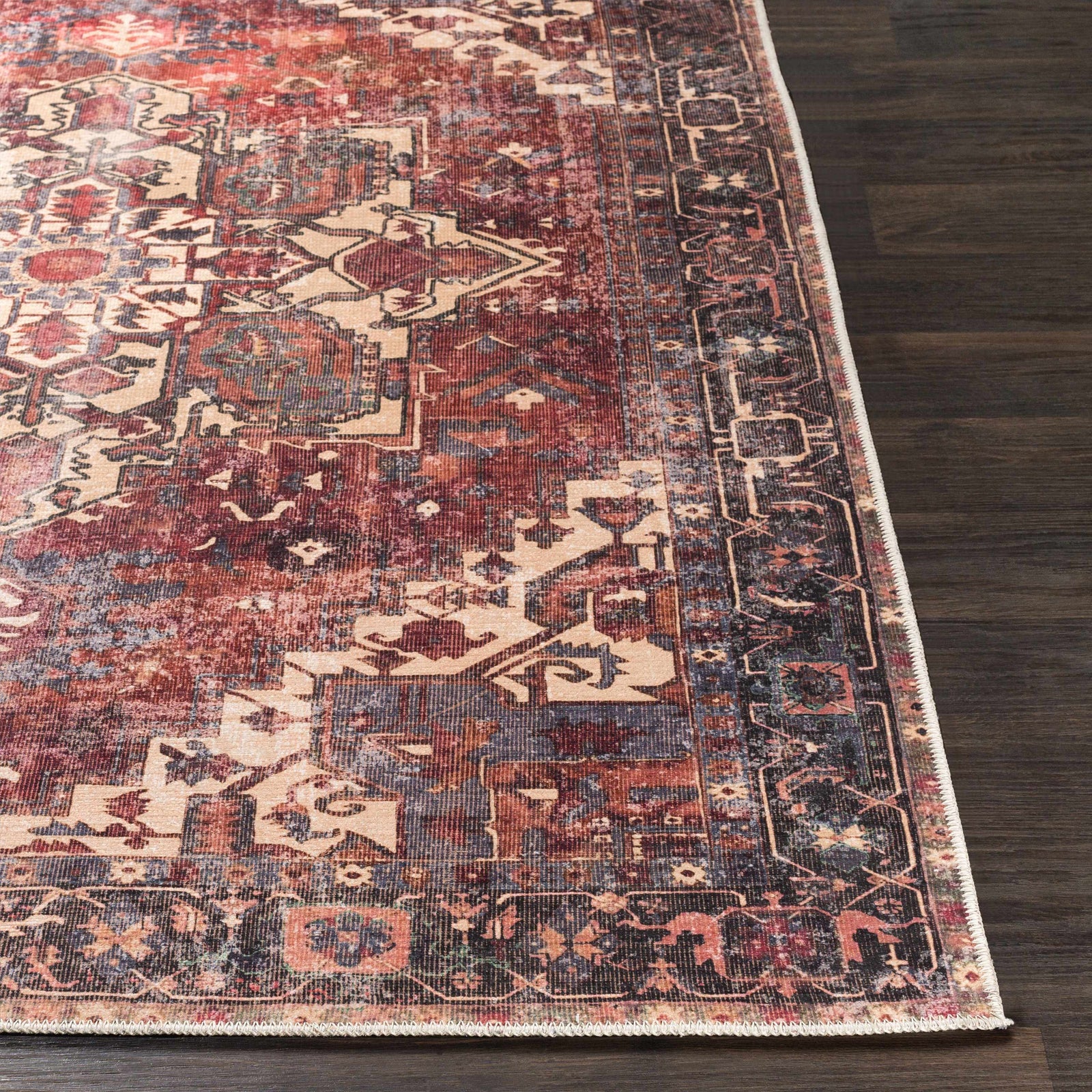 Alfombra lavable de pelo plano vintage Bondville