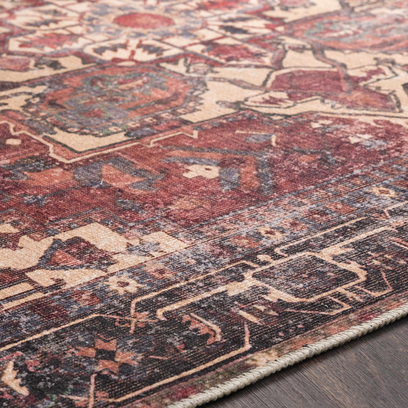 Alfombra lavable de pelo plano vintage Bondville