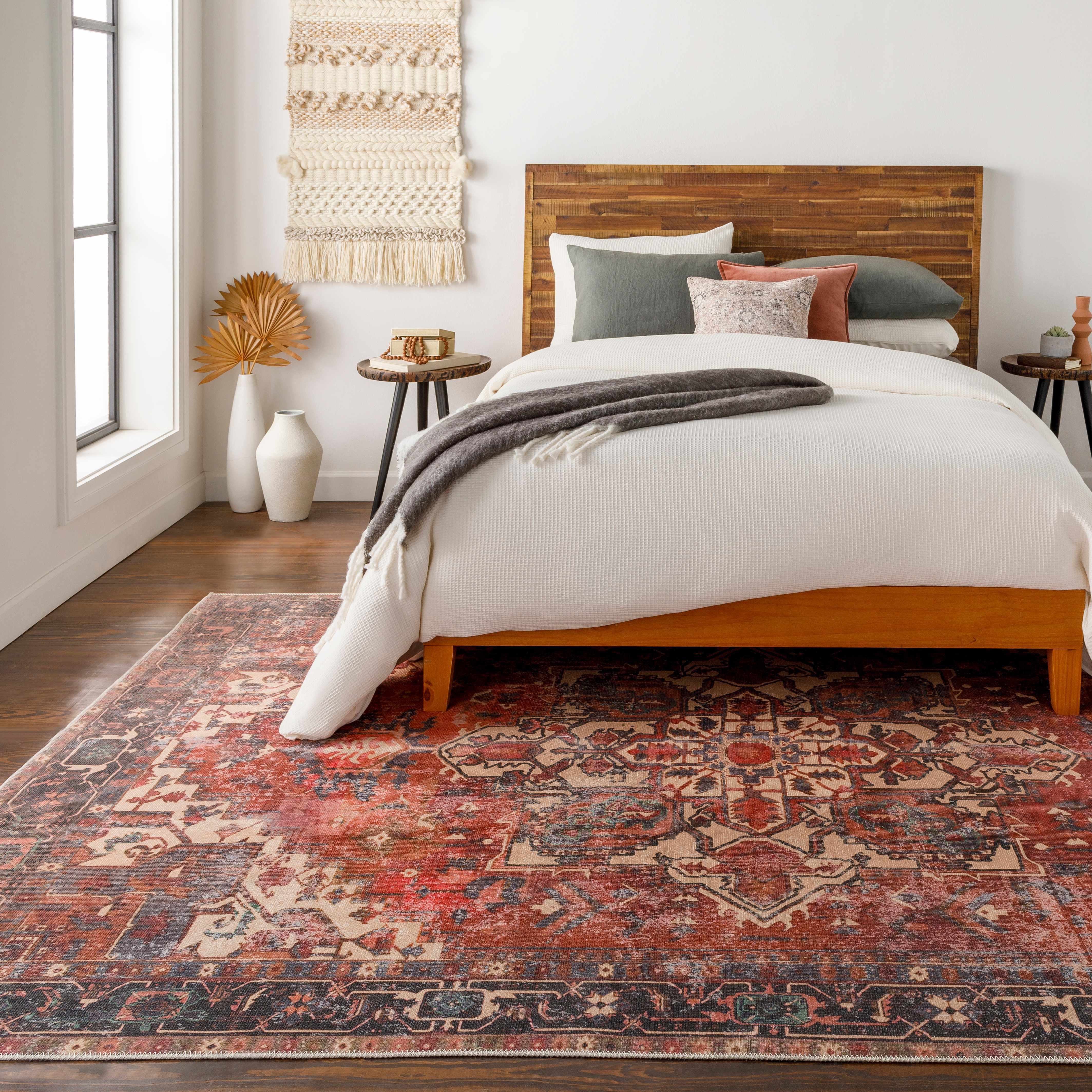 Alfombra lavable de pelo plano vintage Bondville