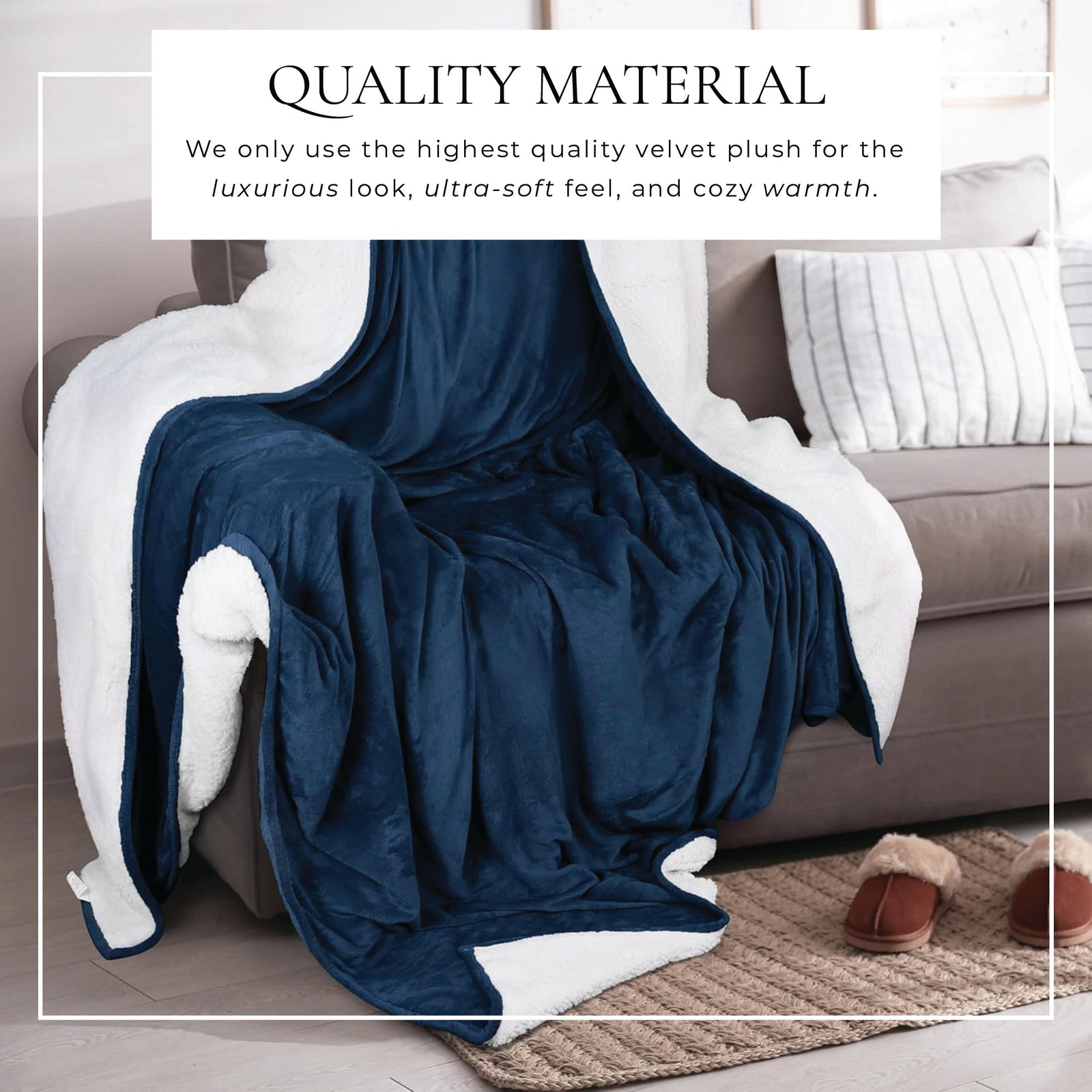Velvet Plush Sherpa Bed Blanket - Sherpa Fleece Collection