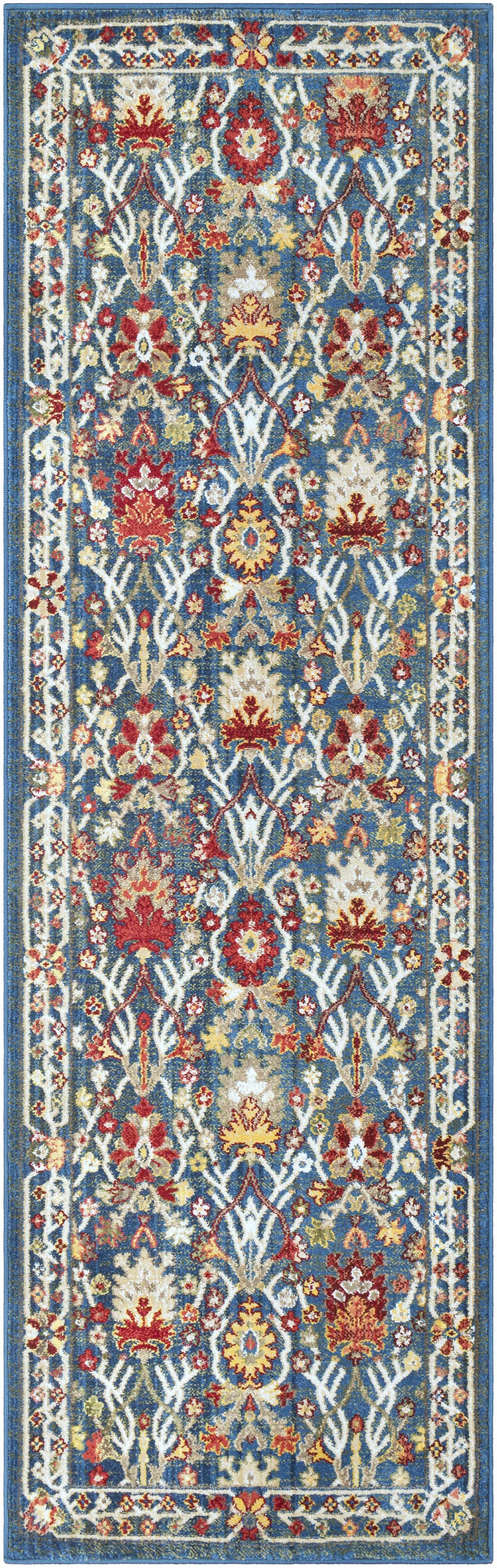 Alfombra de damasco azul marino Neola
