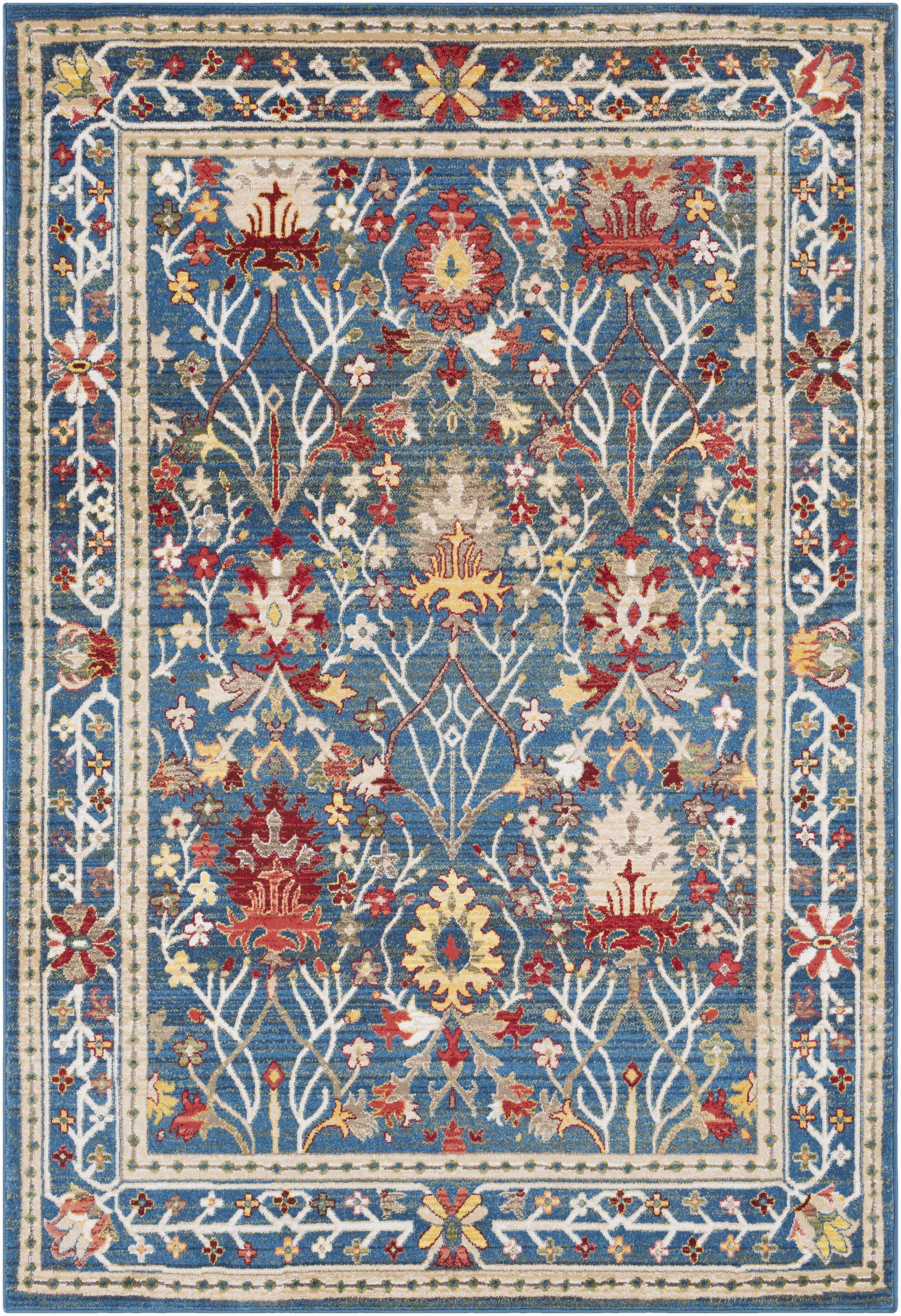 Alfombra de damasco azul marino Neola