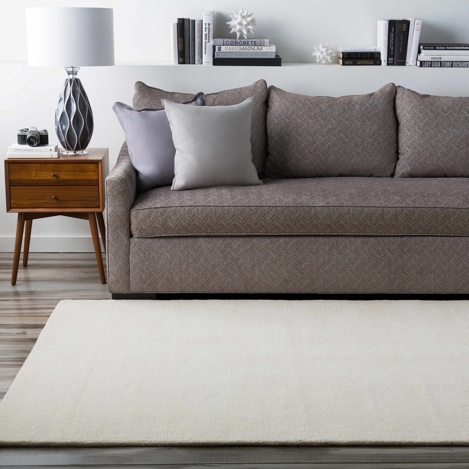 Brockton Solid Wool Light Beige Area Rug