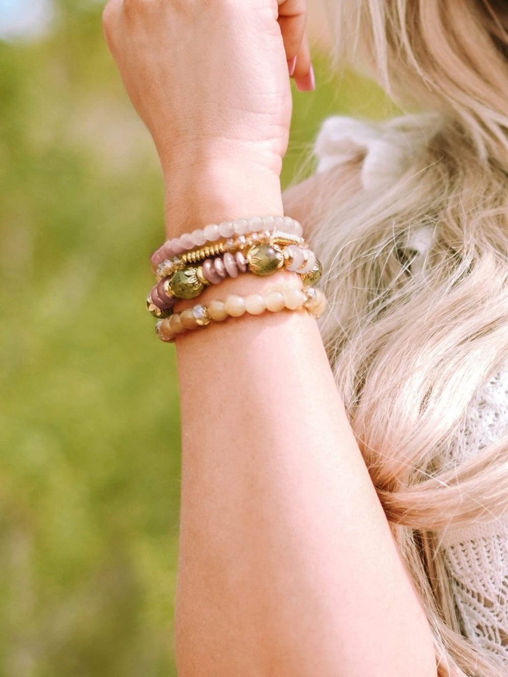 Boho Chic Crystal Beaded Tassel Bracelet with Brown Pendant
